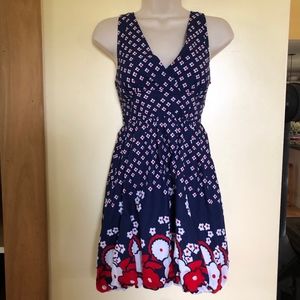 MOI blue cotton elasticized back dress